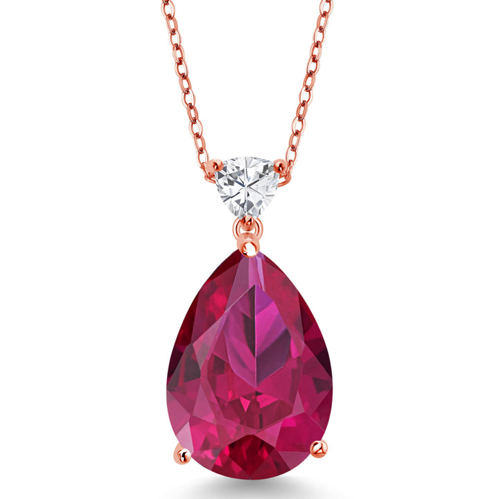 Created Ruby_Pendant in 925 Rose Gold Plated Silver