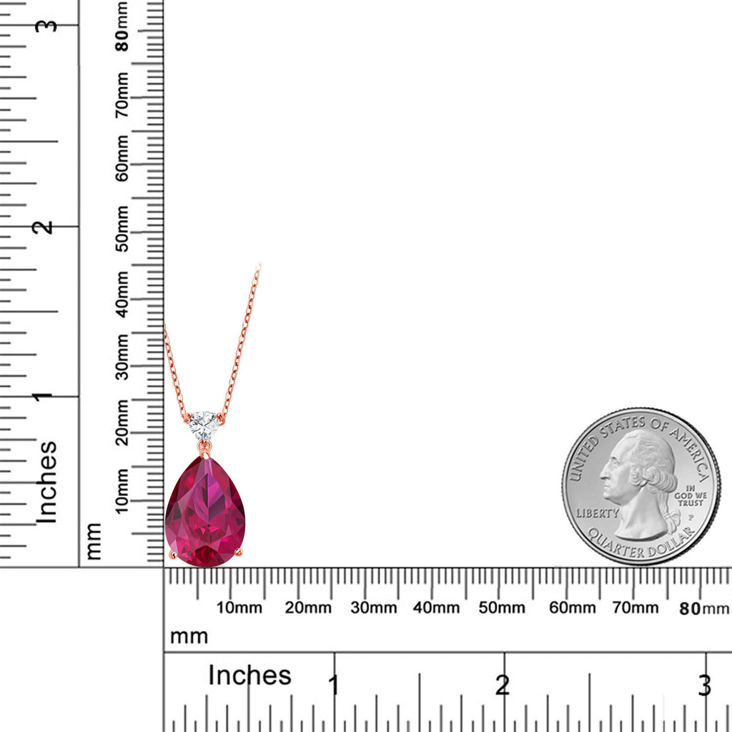 Created Ruby_Pendant in 925 Rose Gold Plated Silver
