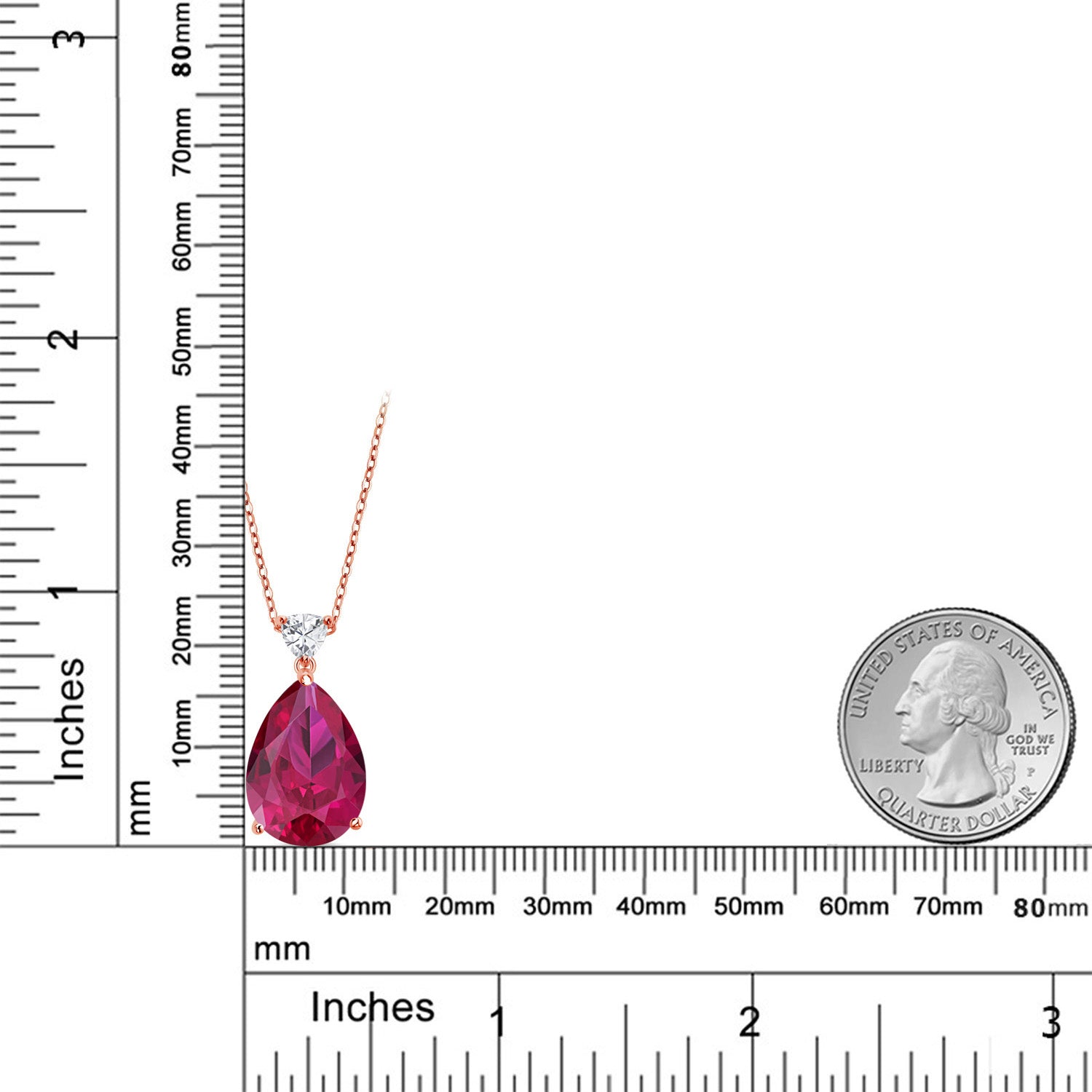 Created Ruby_Pendant in 925 Rose Gold Plated Silver