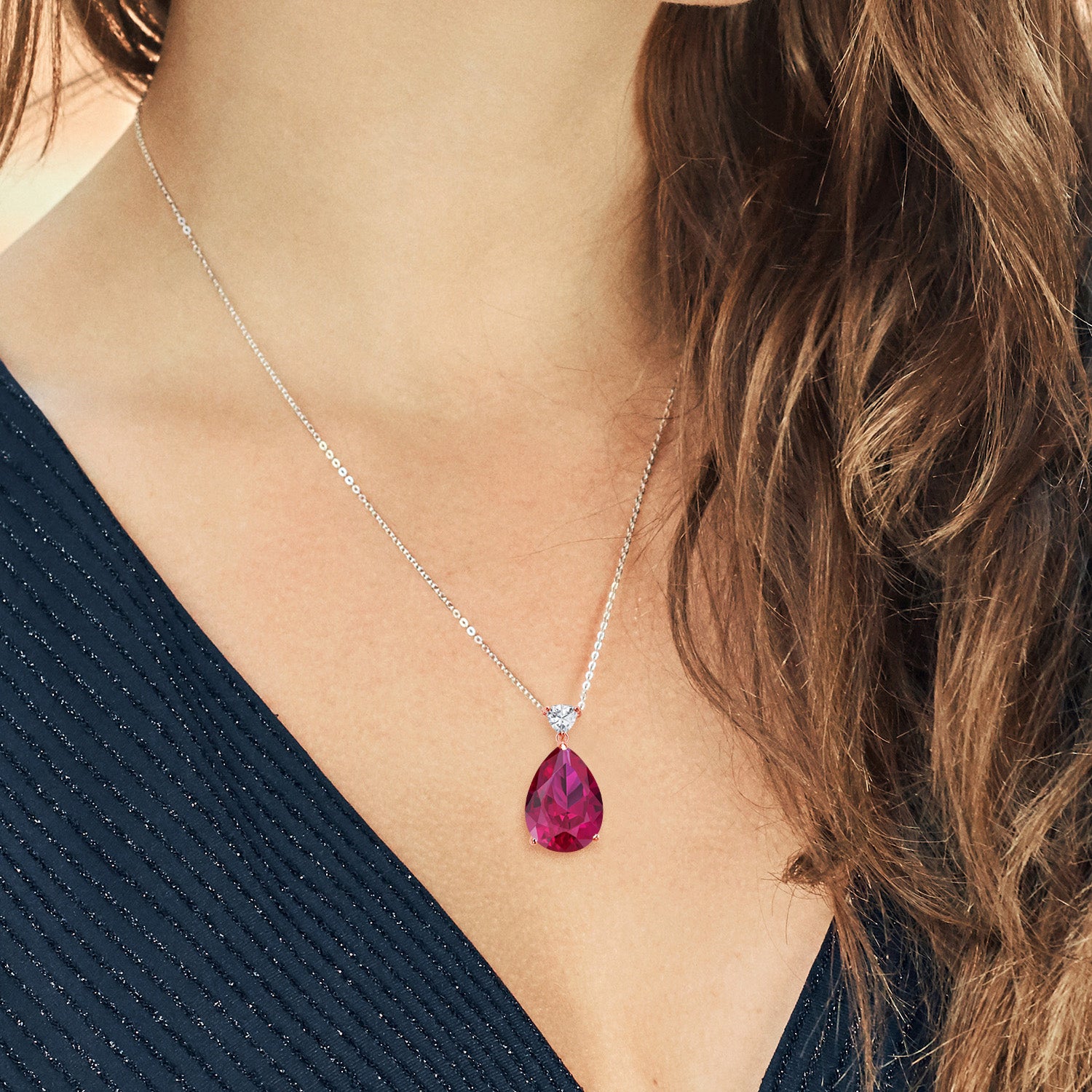 Created Ruby_Pendant in 925 Rose Gold Plated Silver