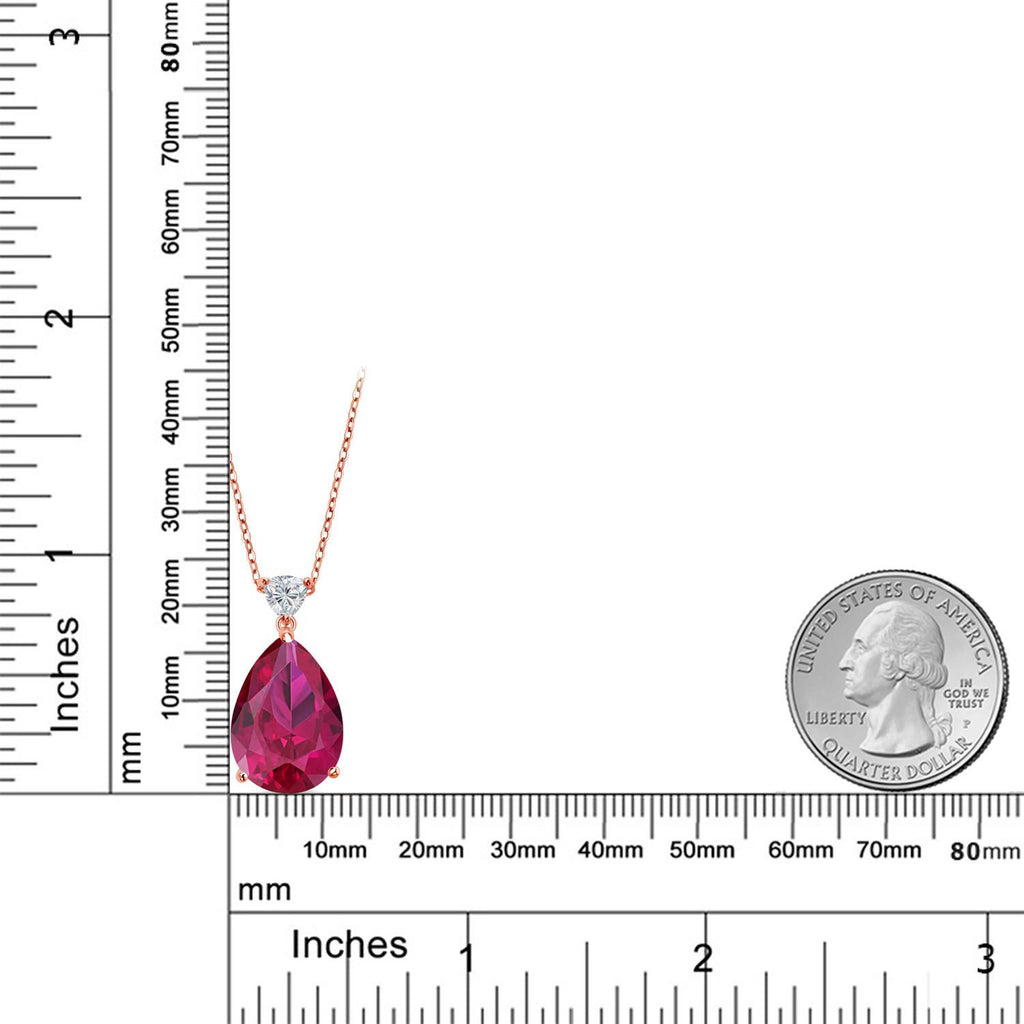 Created Ruby_Pendant in 925 Rose Gold Plated Silver