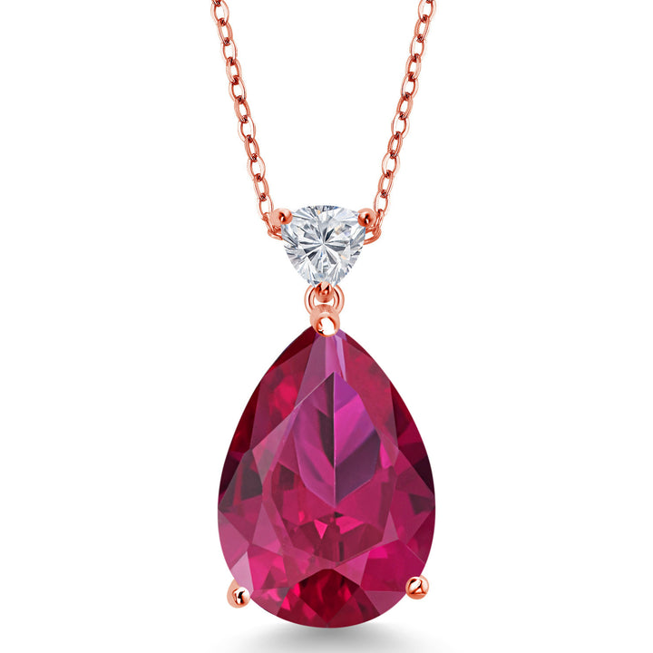 Created Ruby - July_Pendant in 925 Rose Gold Plated Silver