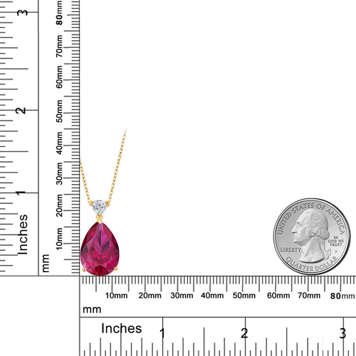 Created Ruby_Pendant in 925 Yellow Gold Plated Silver