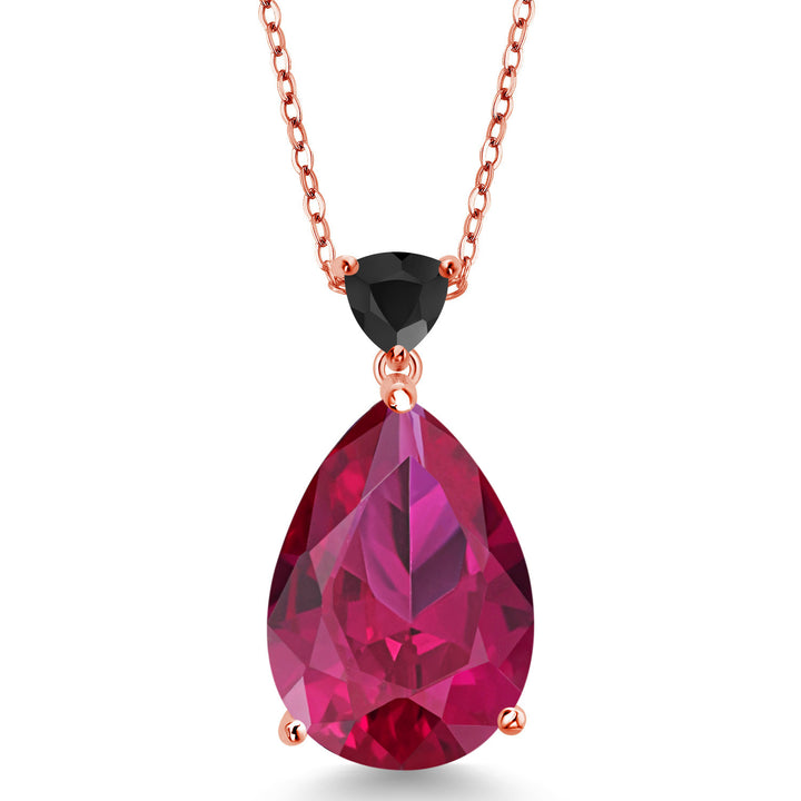 Created Ruby - July_Pendant in 925 Rose Gold Plated Silver