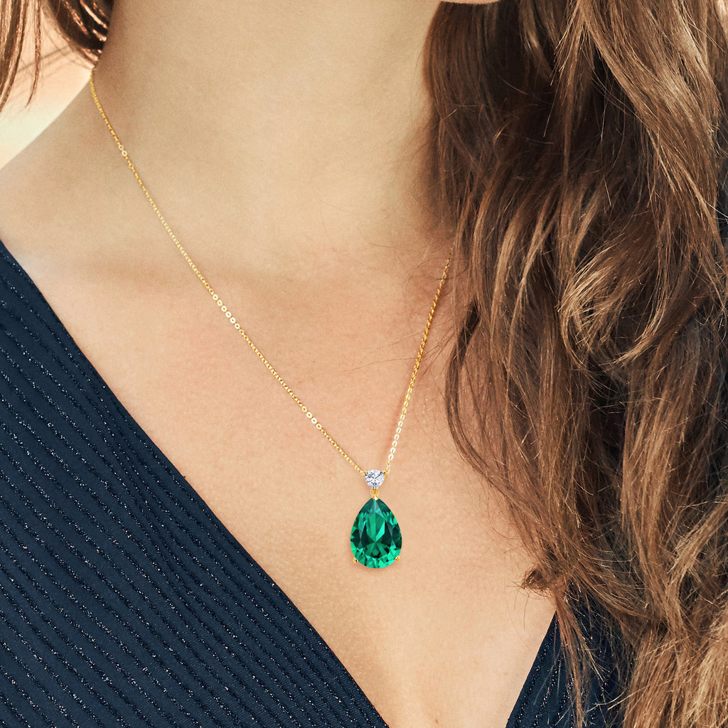 Nano Emerald_Pendant in 925 Yellow Gold Plated Silver