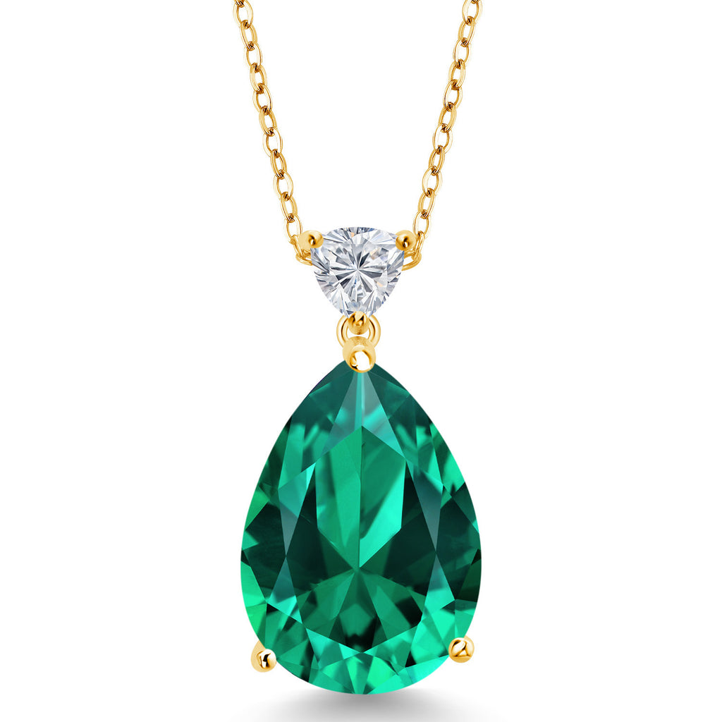 Nano Emerald - May_Pendant in 925 Yellow Gold Plated Silver
