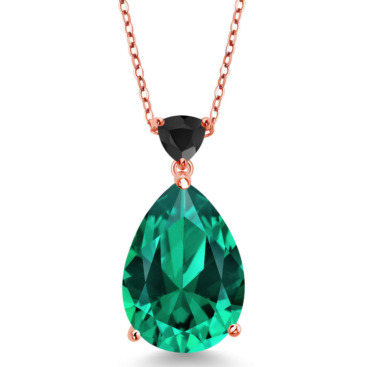 Nano Emerald - May_Pendant in 925 Rose Gold Plated Silver