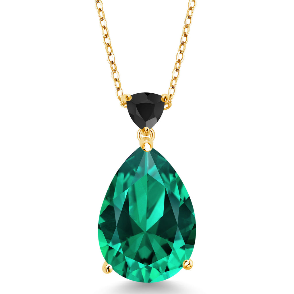Nano Emerald - May_Pendant in 925 Yellow Gold Plated Silver