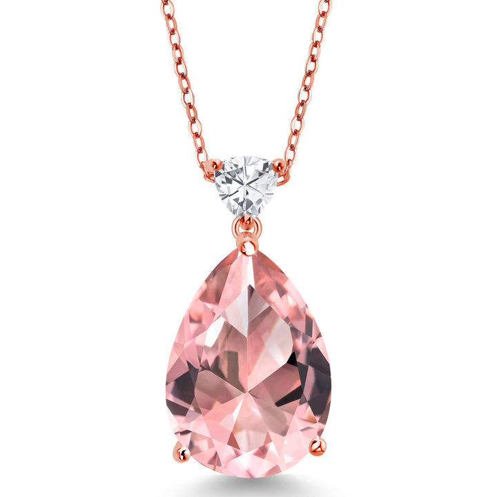 Nano Morganite - October_Pendant in 925 Rose Gold Plated Silver