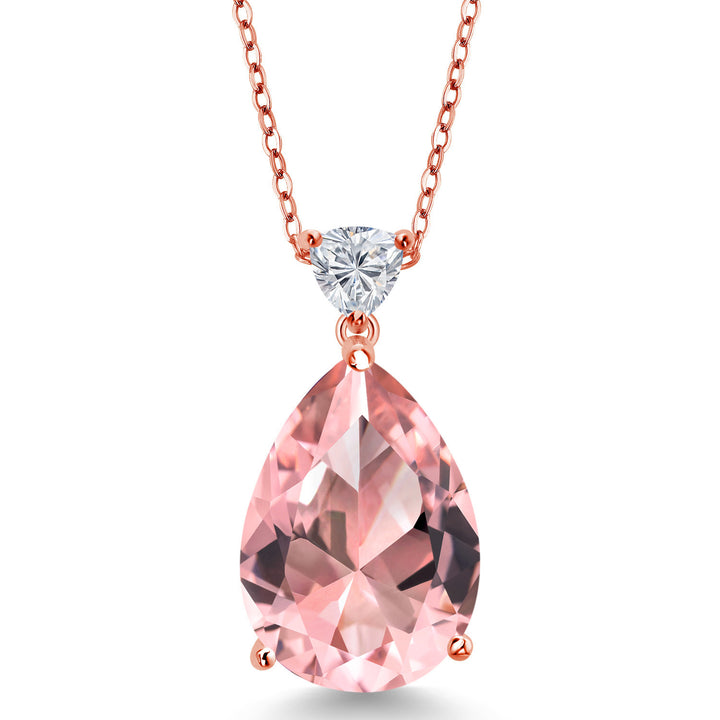 Nano Morganite - October_Pendant in 925 Rose Gold Plated Silver