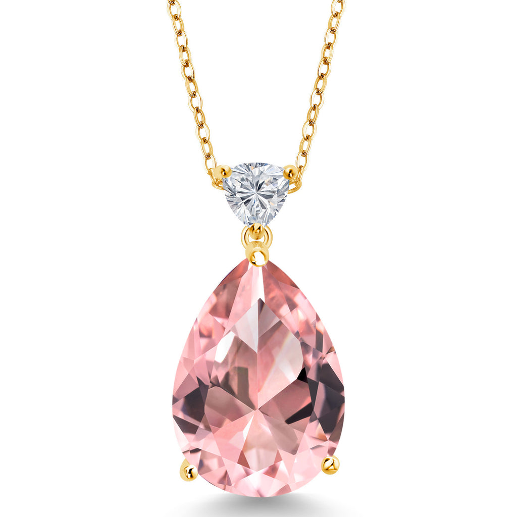Nano Morganite - October_Pendant in 925 Yellow Gold Plated Silver