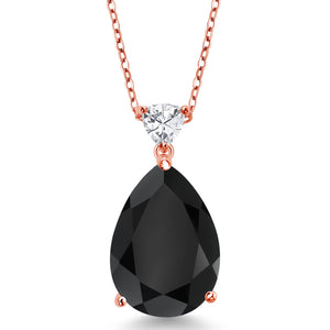 Onyx - December_Pendant in 925 Rose Gold Plated Silver
