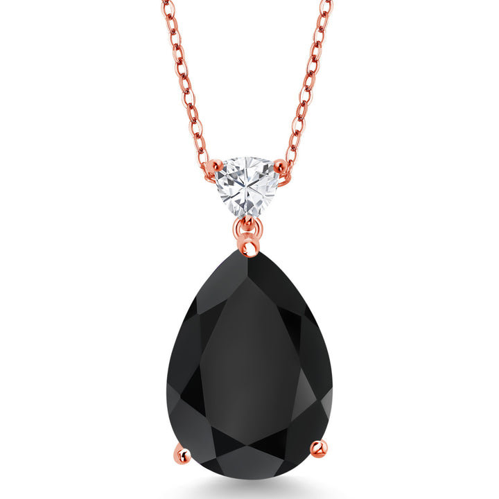 Onyx - December_Pendant in 925 Rose Gold Plated Silver