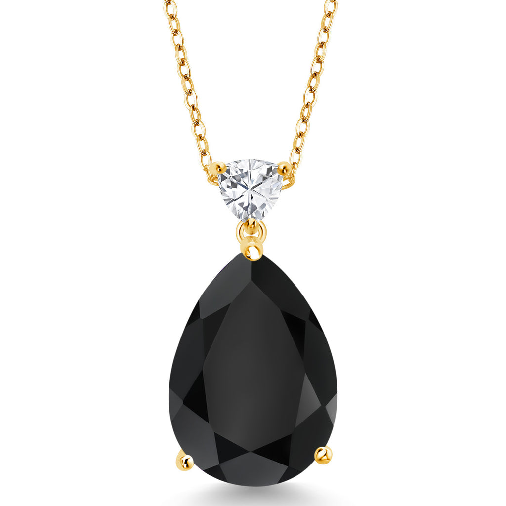 Onyx - December_Pendant in 925 Yellow Gold Plated Silver
