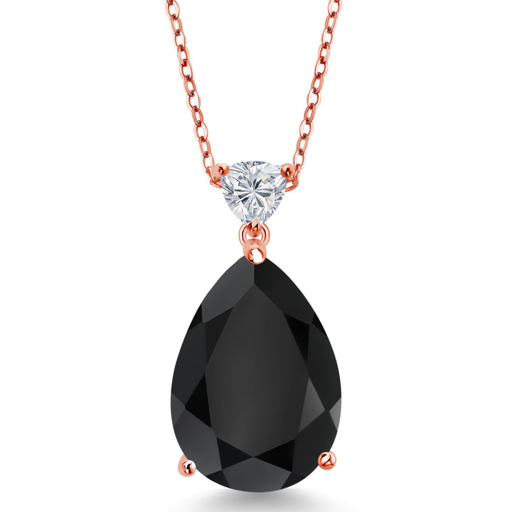 Onyx - December_Pendant in 925 Rose Gold Plated Silver