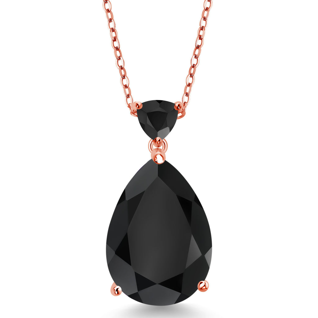 Onyx - December_Pendant in 925 Rose Gold Plated Silver