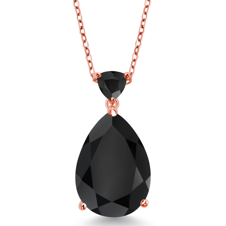 Onyx - December_Pendant in 925 Rose Gold Plated Silver