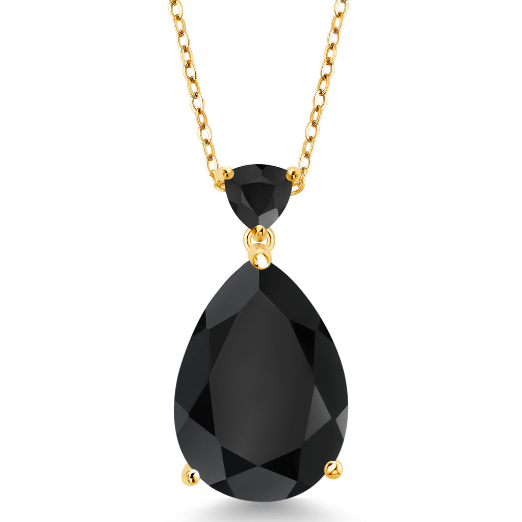 Onyx - December_Pendant in 925 Yellow Gold Plated Silver