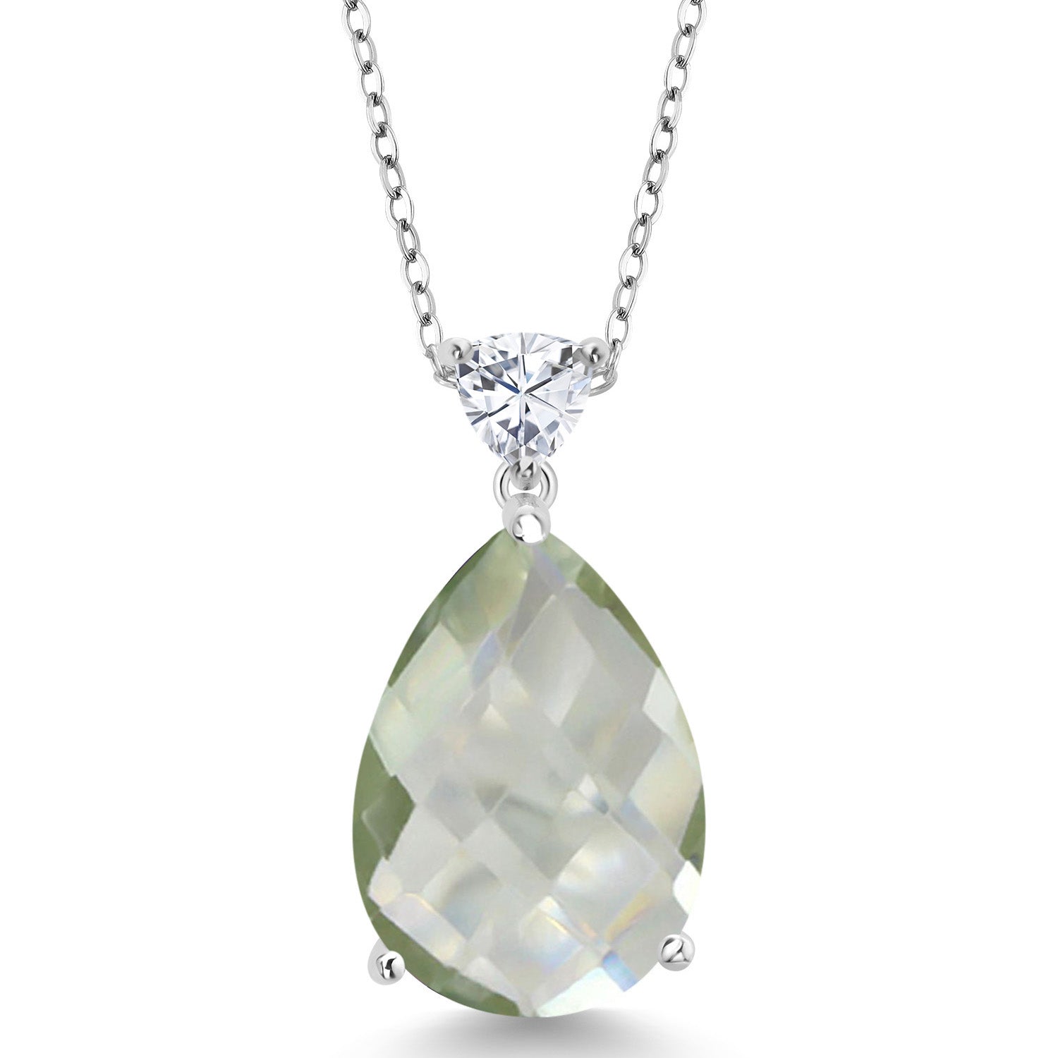 Prasiolite-Checkerboard_Pendant in 925 Sterling Silver