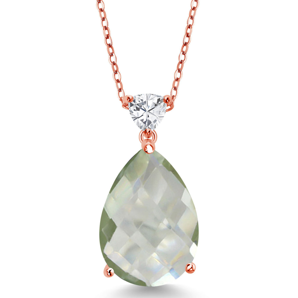 Prasiolite-Checkerboard_Pendant in 925 Rose Gold Plated Silver
