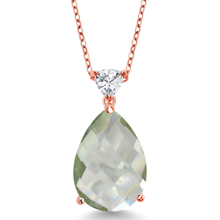 Prasiolite-Checkerboard_Pendant in 925 Rose Gold Plated Silver