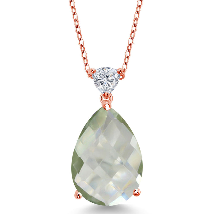 Prasiolite-Checkerboard_Pendant in 925 Rose Gold Plated Silver