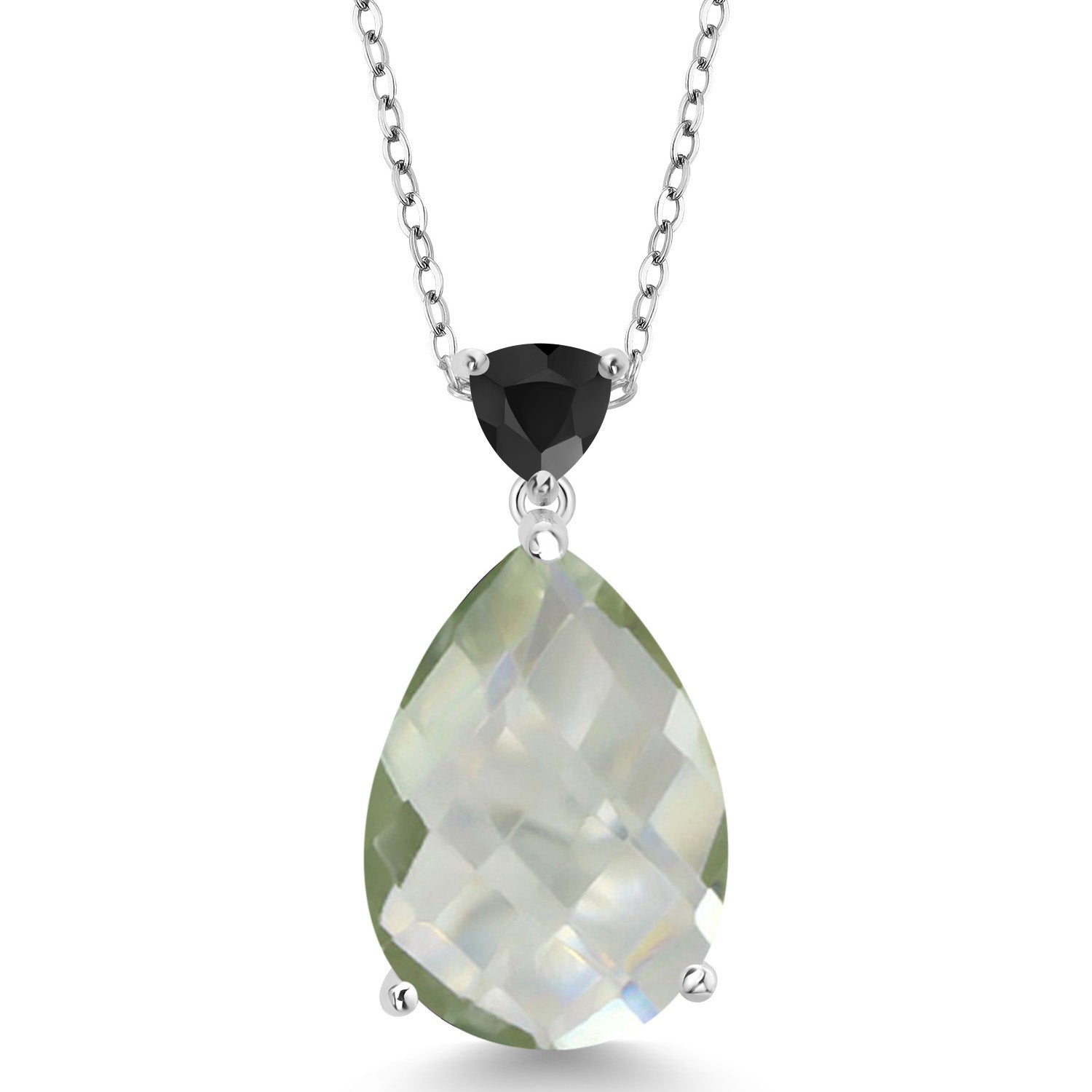 Prasiolite-Checkerboard_Pendant in 925 Sterling Silver