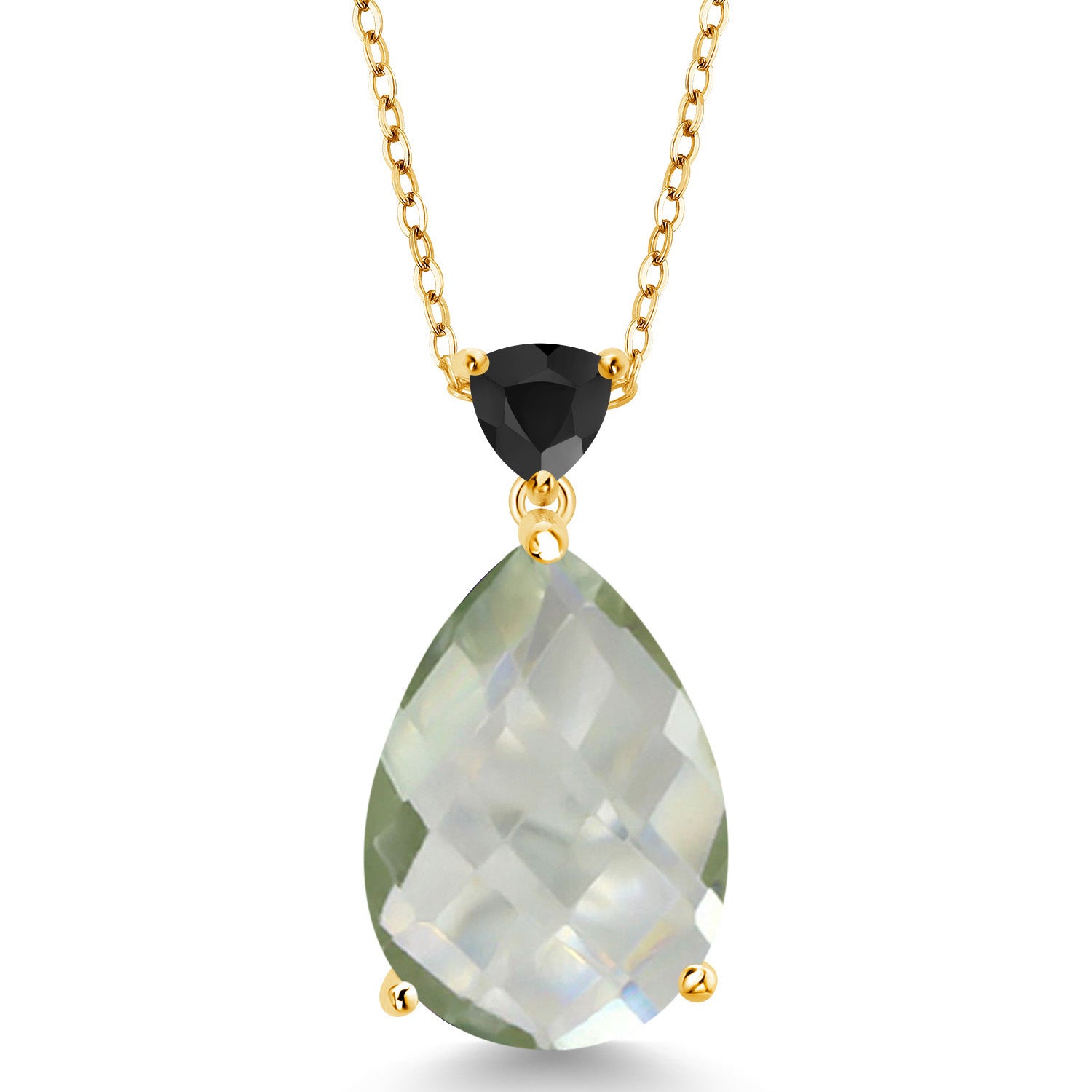 Prasiolite_Pendant in 925 Yellow Gold Plated Silver