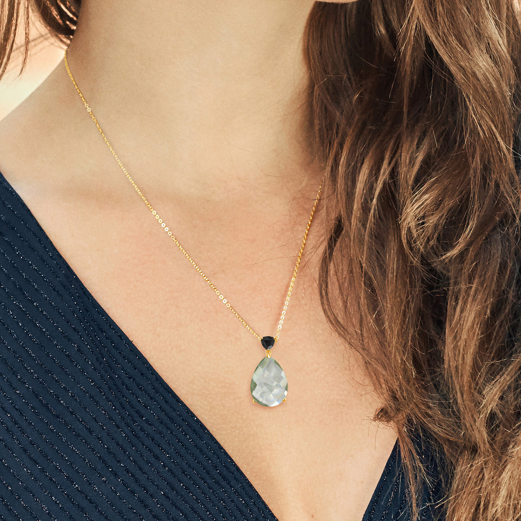 Prasiolite_Pendant in 925 Yellow Gold Plated Silver