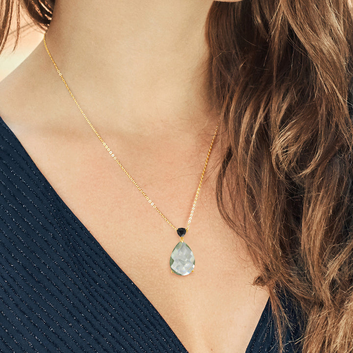 Prasiolite_Pendant in 925 Yellow Gold Plated Silver