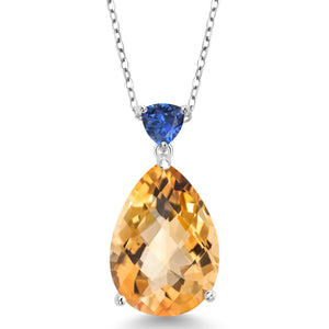 Citrine-Checkerboard - November_Pendant in 925 Sterling Silver