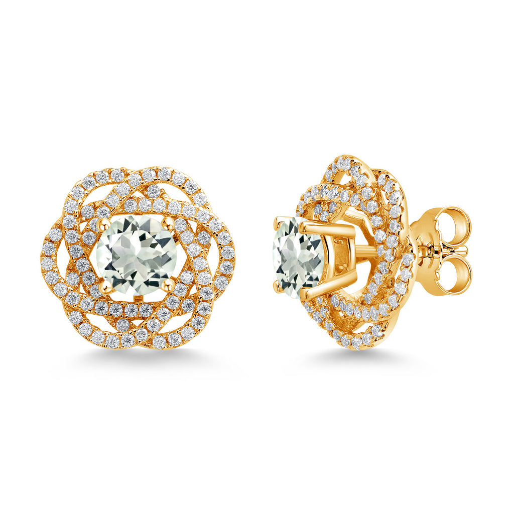 Prasiolite_Earrings in 925 Yellow Gold Plated Silver