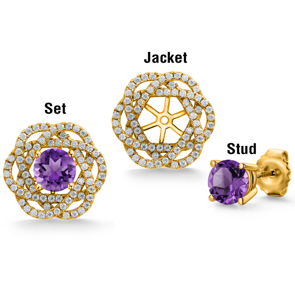 Amethyst - February_Earrings in 925 Yellow Gold Plated Silver