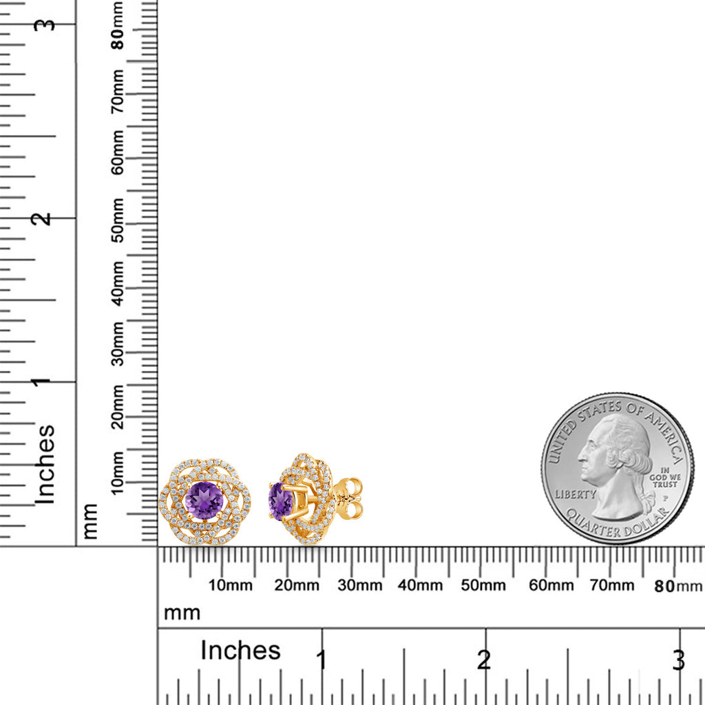 Amethyst - February_Earrings in 925 Yellow Gold Plated Silver