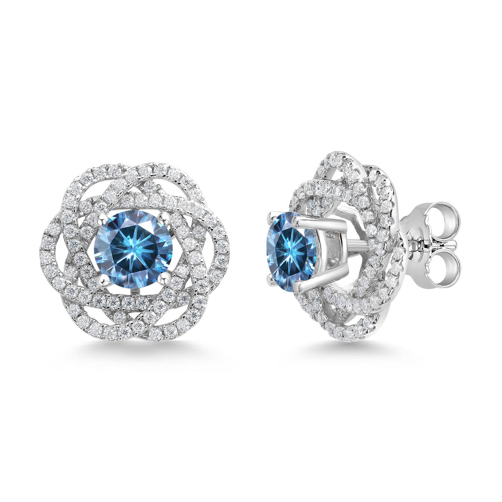 Persian Blue Moissanite - April_Earrings in 925 Sterling Silver