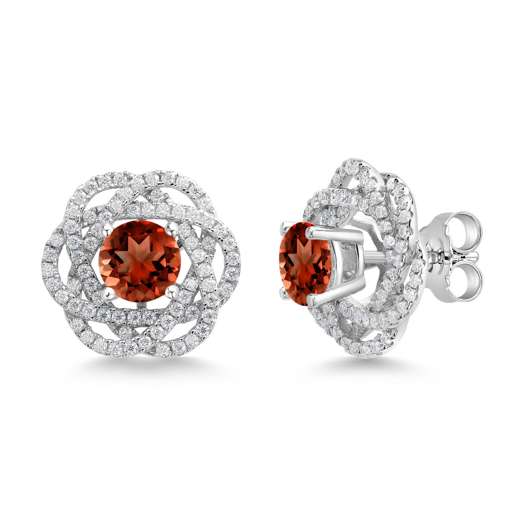 Gem Stone King 925 Sterling Silver Round 6MM Gemstone Birthstone Stud Earrings with White Moissanite Removable Earrings Jackets For Women