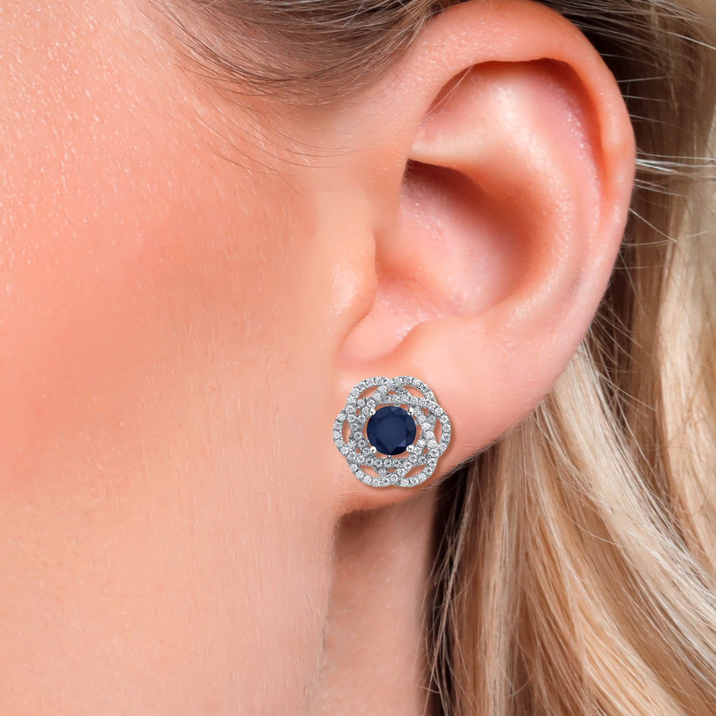 Blue Sapphire - September_Earrings in 925 Sterling Silver