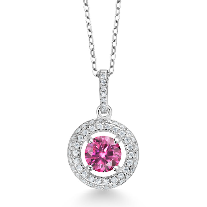 Pink Moissanite - April_Pendant in 925 Sterling Silver