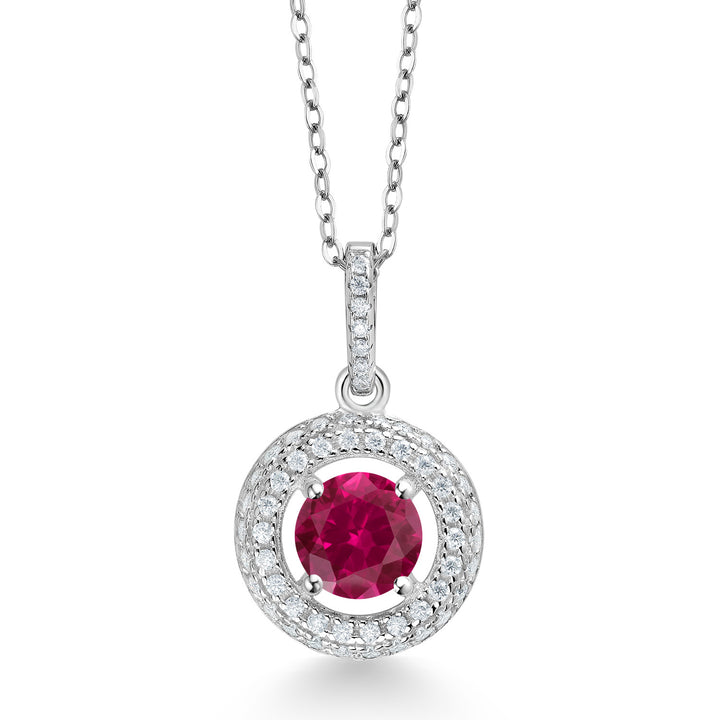 Created Ruby - July_Pendant in 925 Sterling Silver