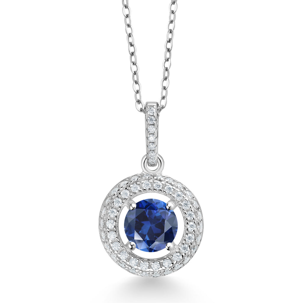Created Sapphire - September_Pendant in 925 Sterling Silver