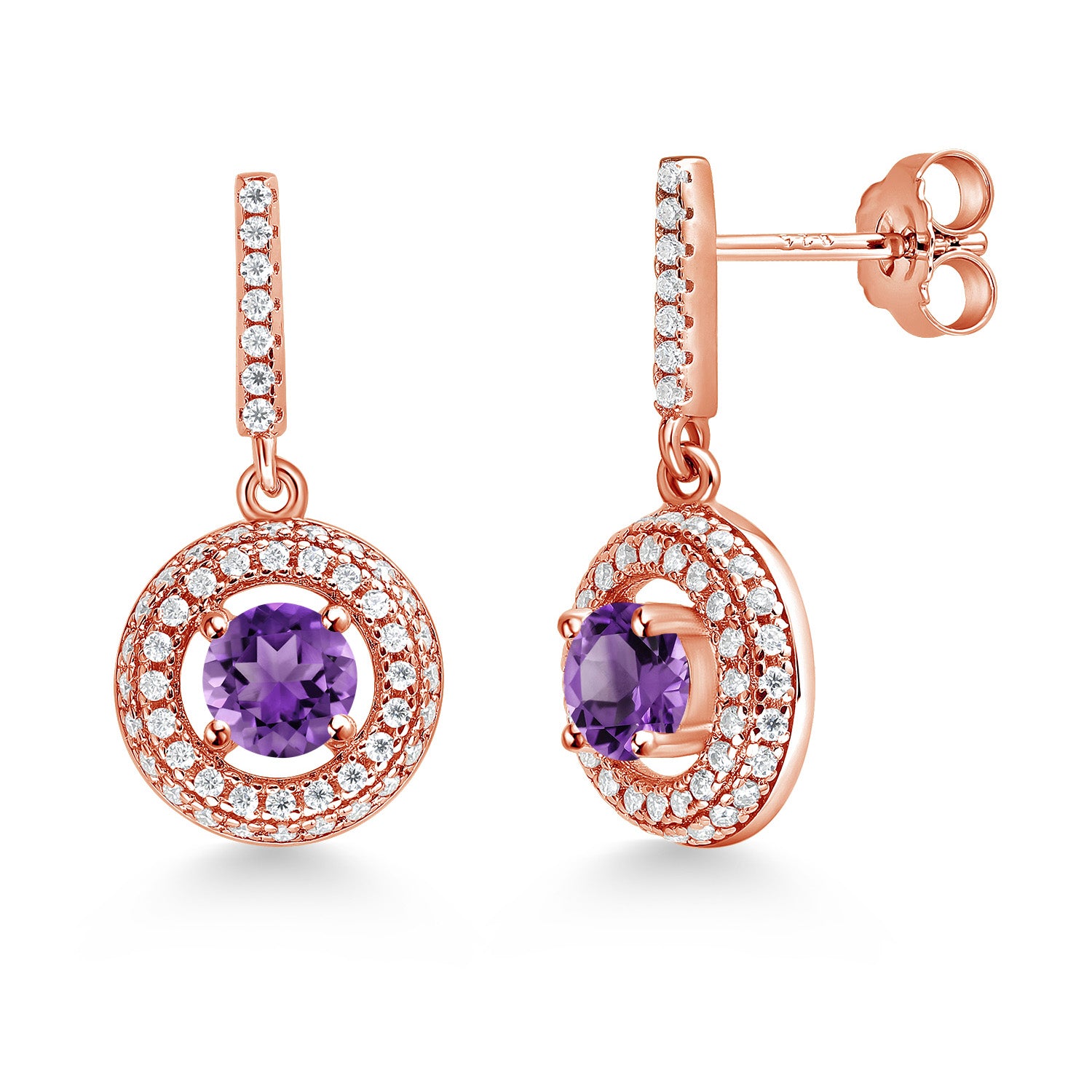 Amethyst - February_Earrings in 925 Rose Gold Plated Silver