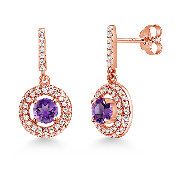 Amethyst - February_Earrings in 925 Rose Gold Plated Silver