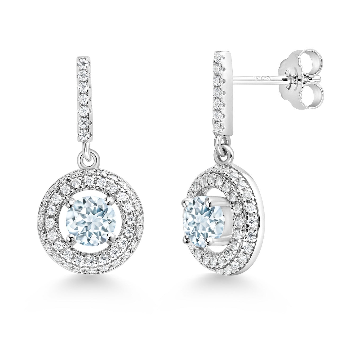 Aquamarine - March_Earrings in 925 Sterling Silver