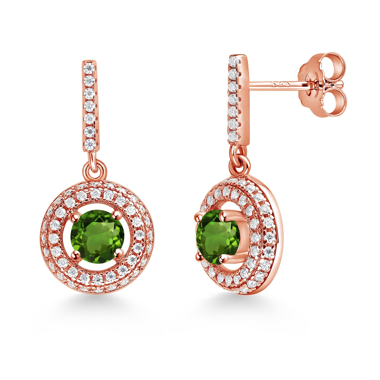 Chrome Diopside_Earrings in 925 Rose Gold Plated Silver