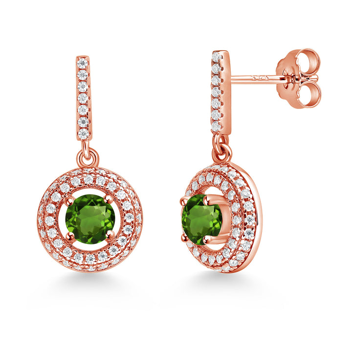 Chrome Diopside_Earrings in 925 Rose Gold Plated Silver
