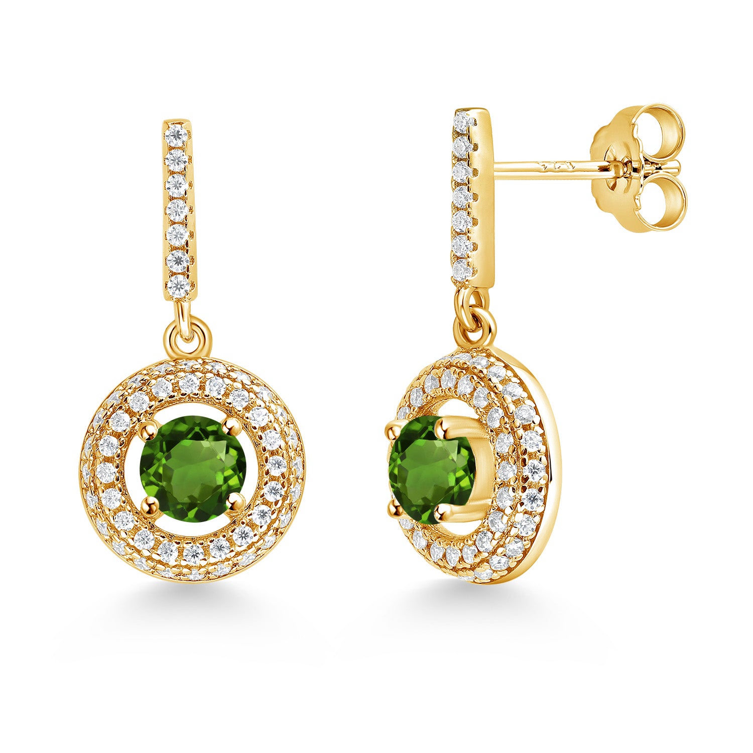 Chrome Diopside_Earrings in 925 Yellow Gold Plated Silver