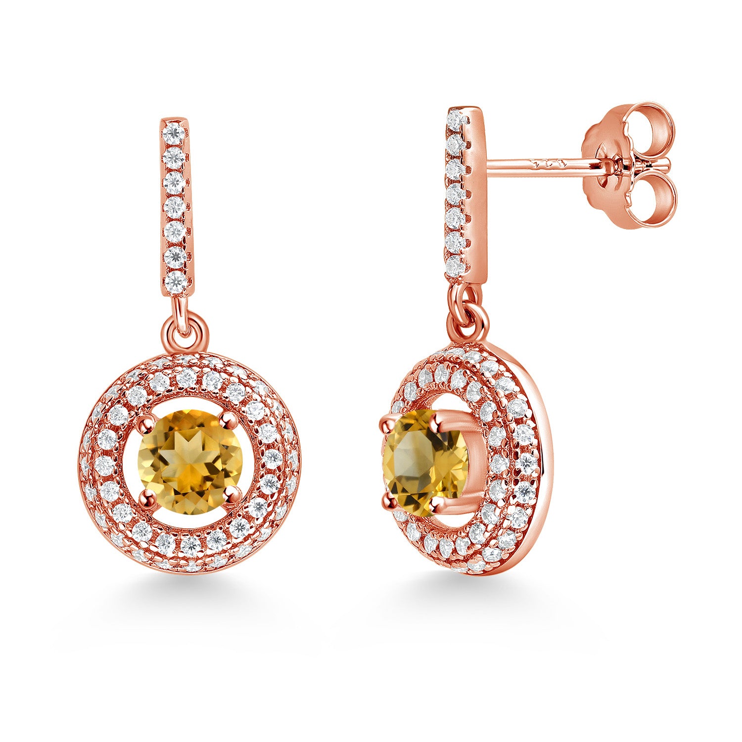 Citrine - November_Earrings in 925 Rose Gold Plated Silver