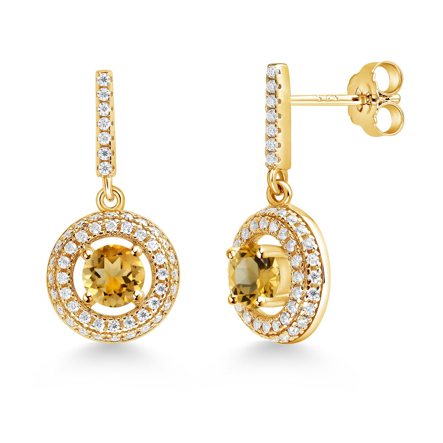 Citrine - November_Earrings in 925 Yellow Gold Plated Silver