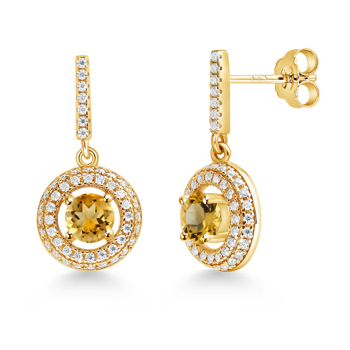 Citrine - November_Earrings in 925 Yellow Gold Plated Silver
