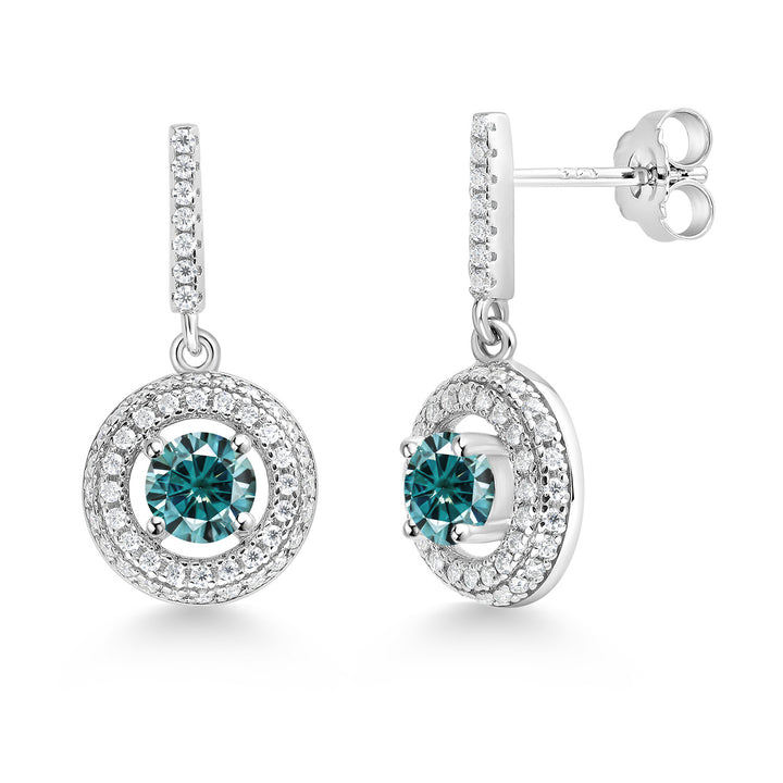 Blue Moissanite - April_Earrings in 925 Sterling Silver